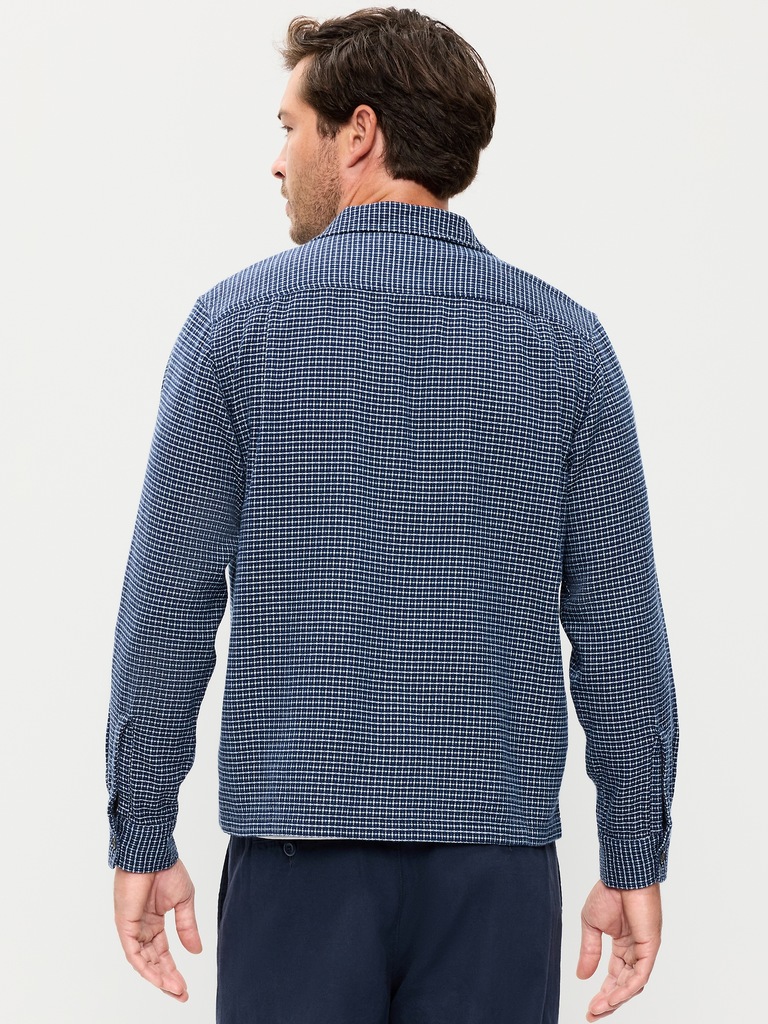 Long-Sleeve Textured Camp Shirt