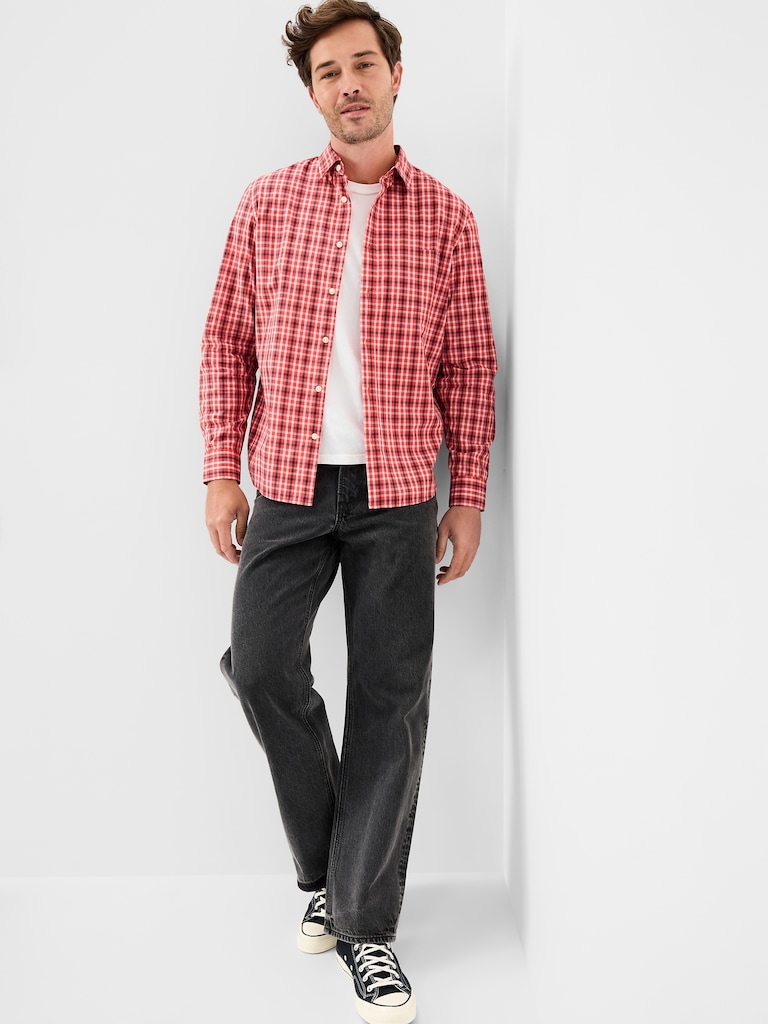 Classic Fit Everyday Plaid Poplin Shirt