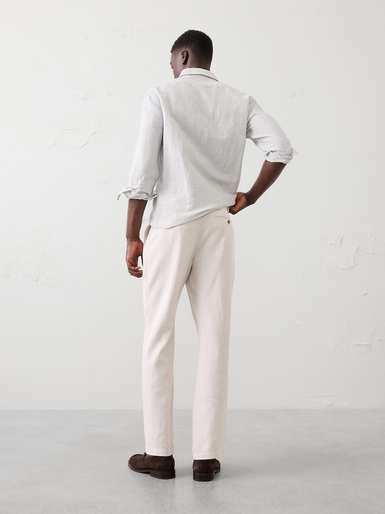 Slim-Fit Straight Linen-Blend Trouser