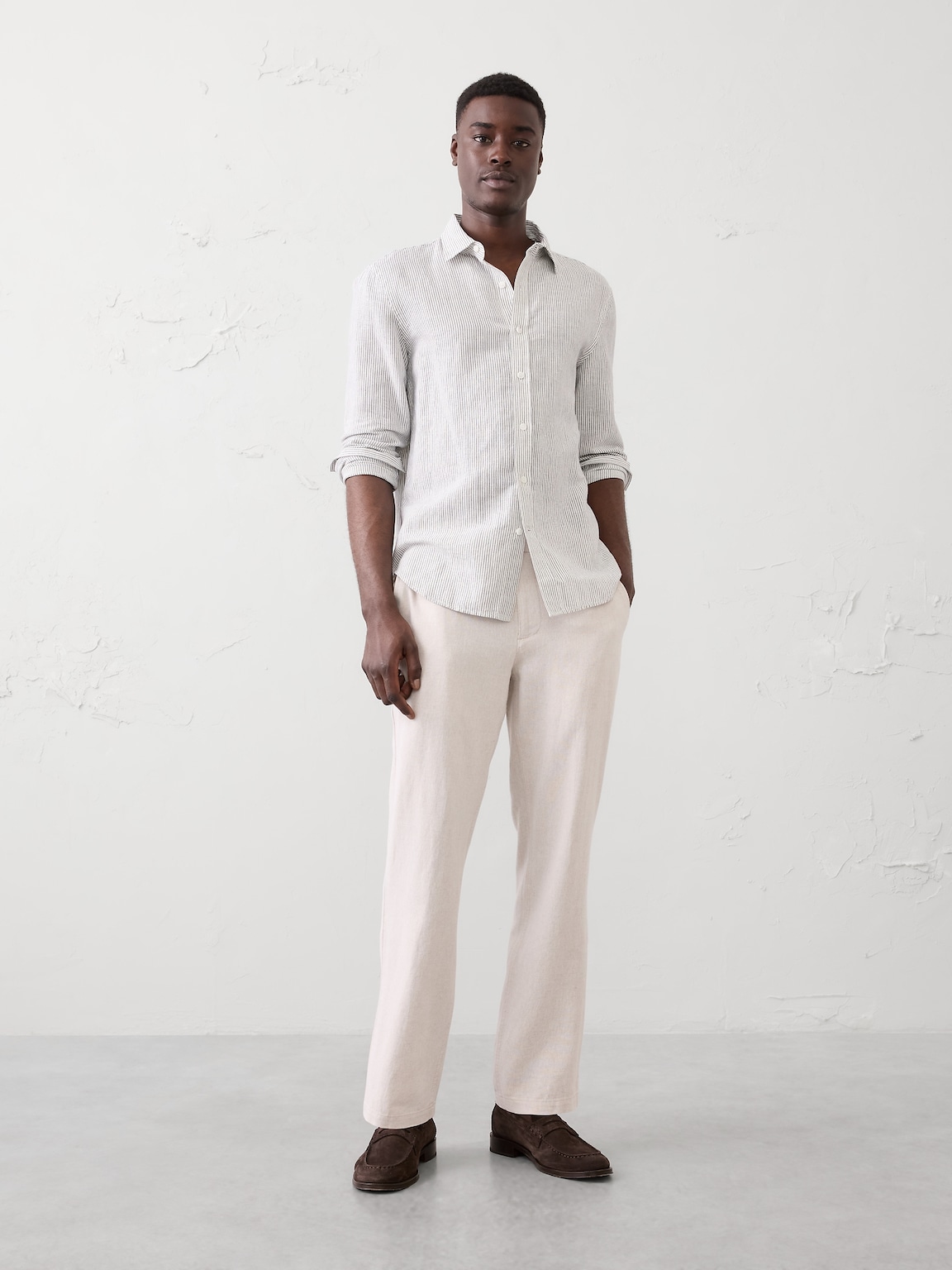 Straight Linen-Blend Trouser