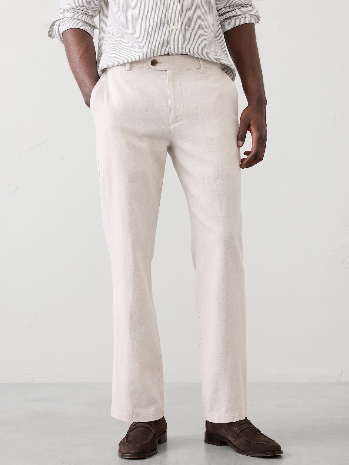 Straight Linen-Blend Trouser