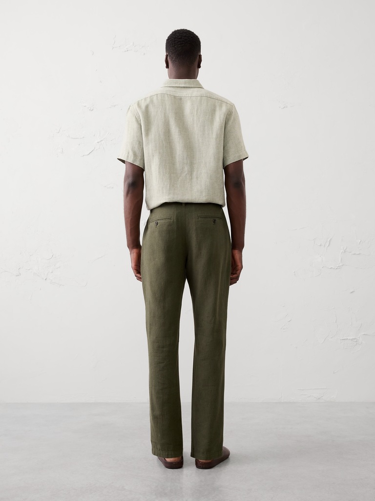 Slim-Fit Straight Linen-Blend Trouser