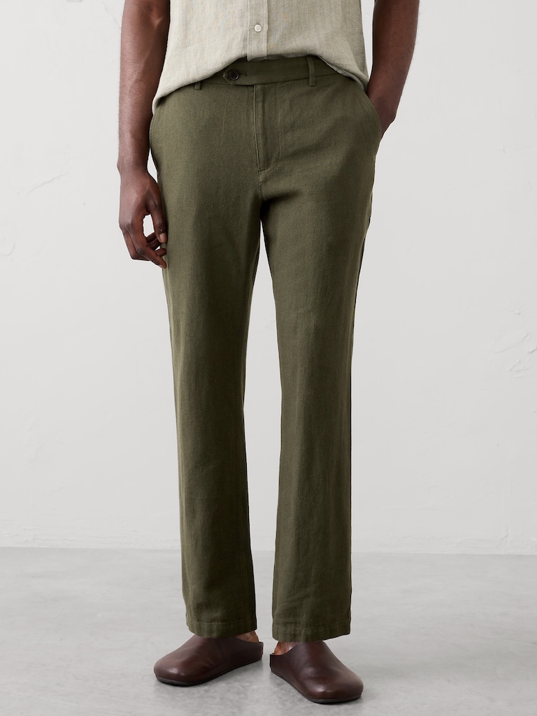 Slim-Fit Straight Linen-Blend Trouser