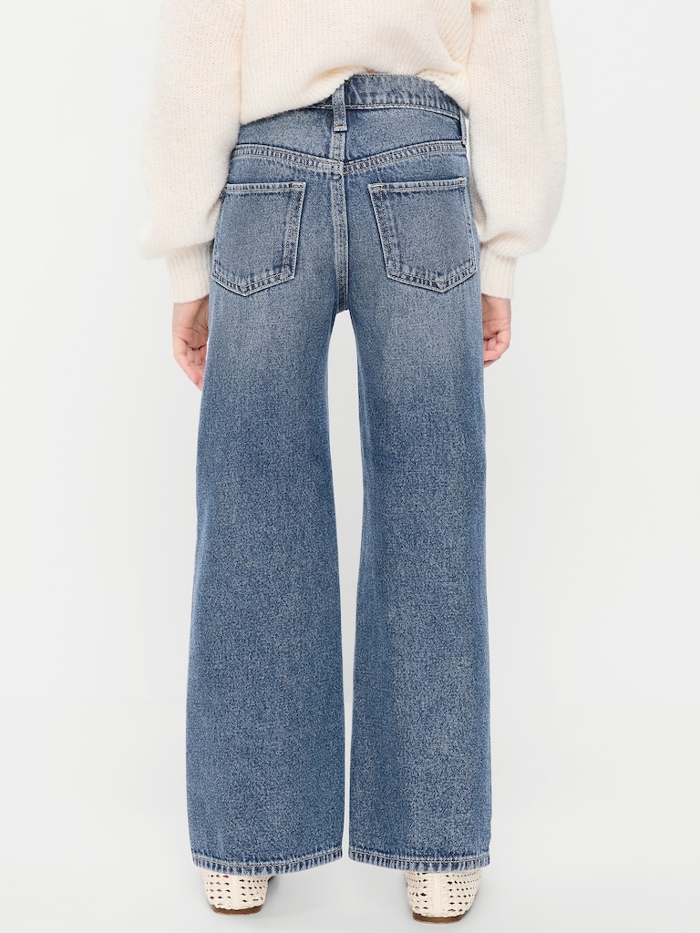 Wow High-Waisted Baggy Wide-Leg Jeans for Girls
