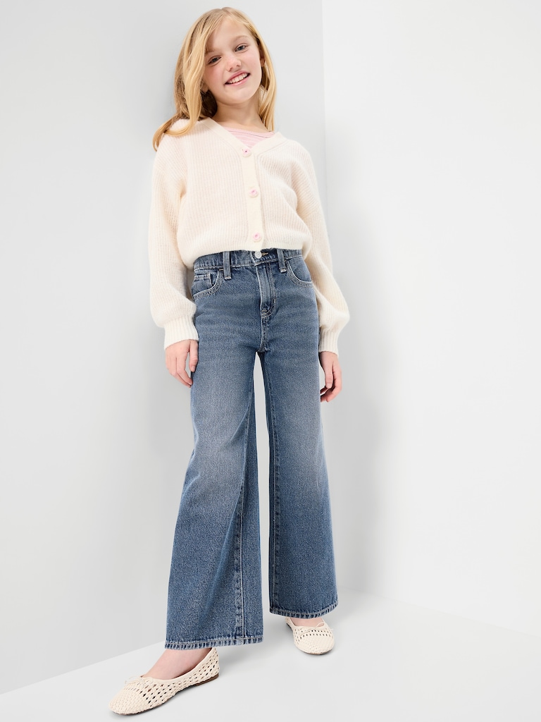 Wow High-Waisted Baggy Wide-Leg Jeans for Girls