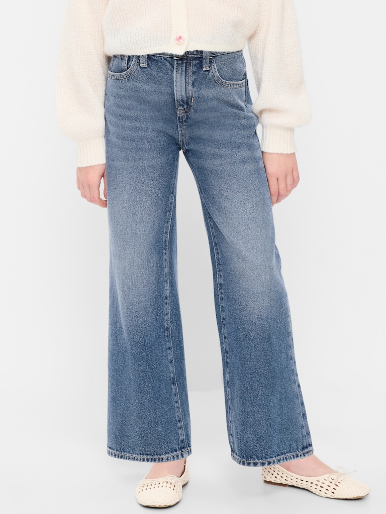 Wow High-Waisted Baggy Wide-Leg Jeans for Girls