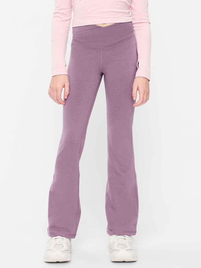 High-Waisted PowerChill Crossover Flared Leggings for Girls