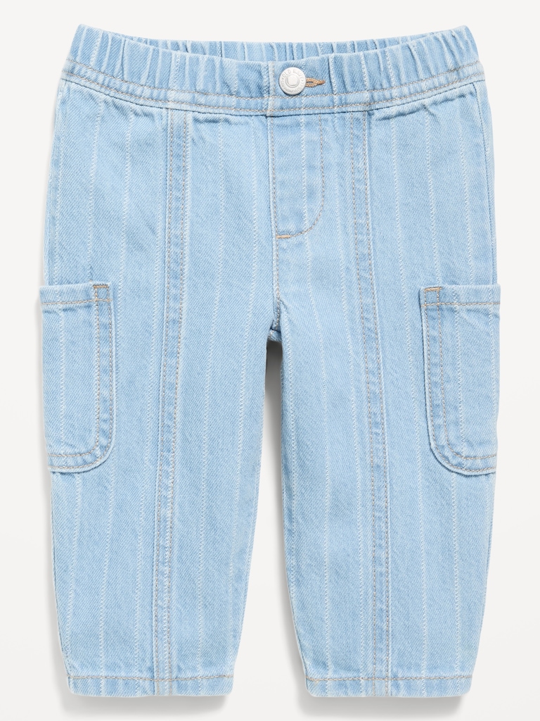 Baggy Barrel-Leg Striped Cargo Jeans for Baby