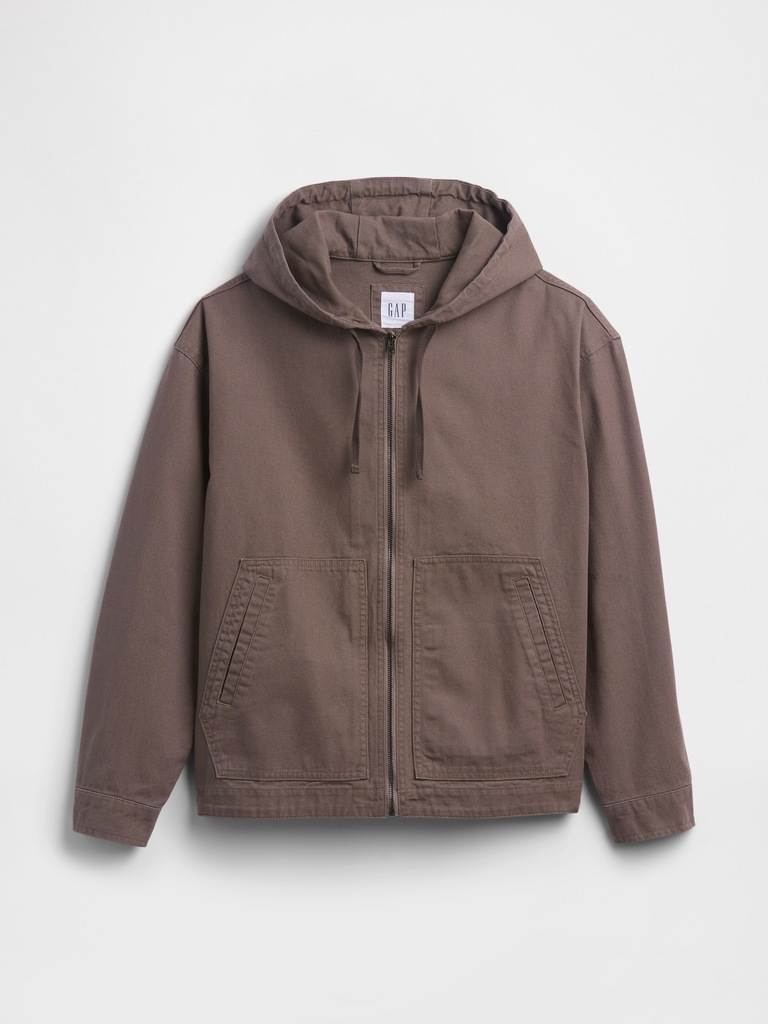 Oversized Hooded Canvas Utility Jacket