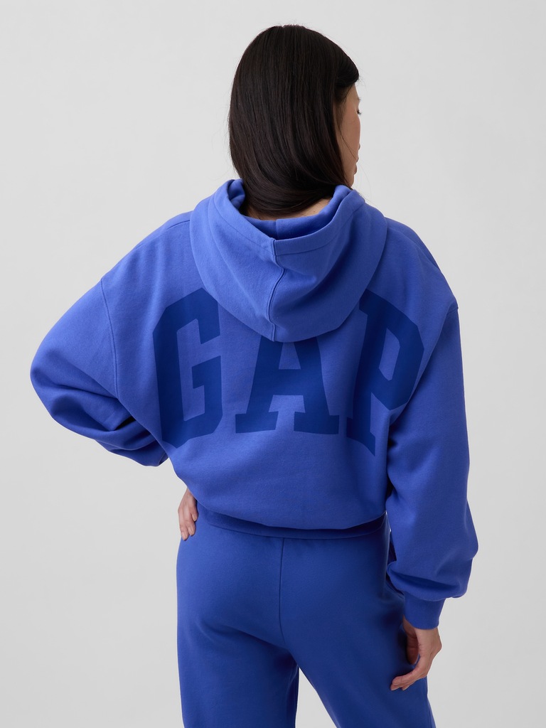 VintageSoft Oversized Crop Logo Hoodie