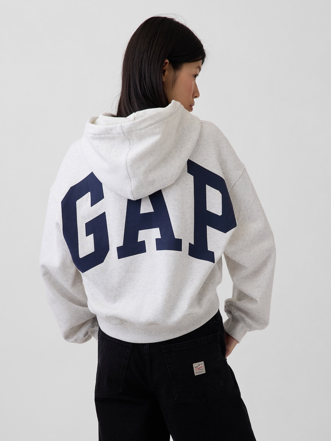 VintageSoft Oversized Crop Logo Hoodie