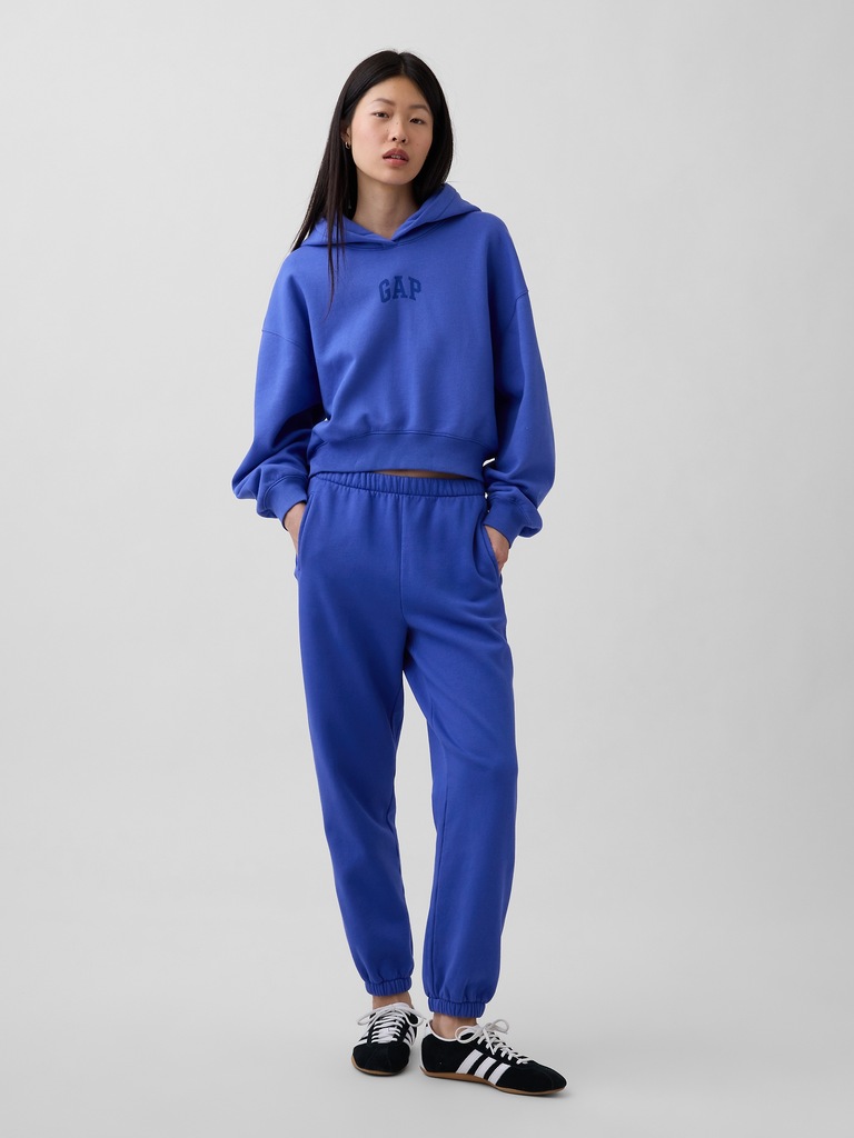 VintageSoft Oversized Crop Logo Hoodie