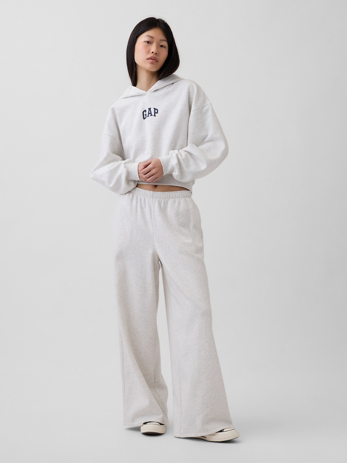 VintageSoft Oversized Crop Logo Hoodie