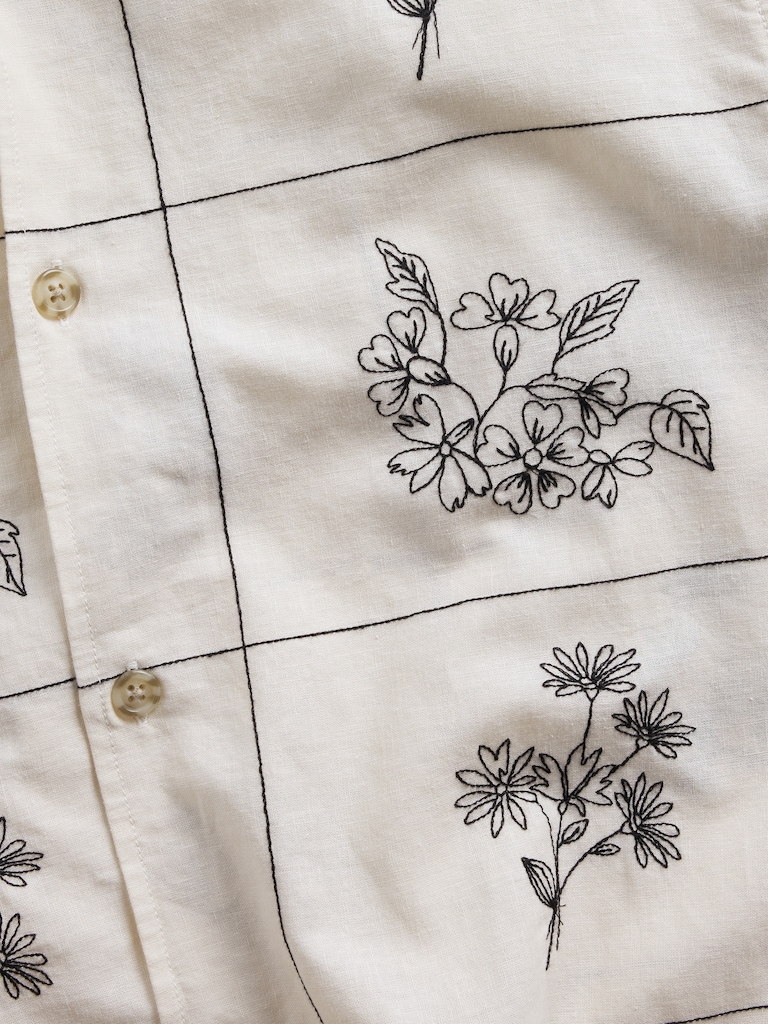 Linen-Cotton Relaxed Straight-Hem Shirt