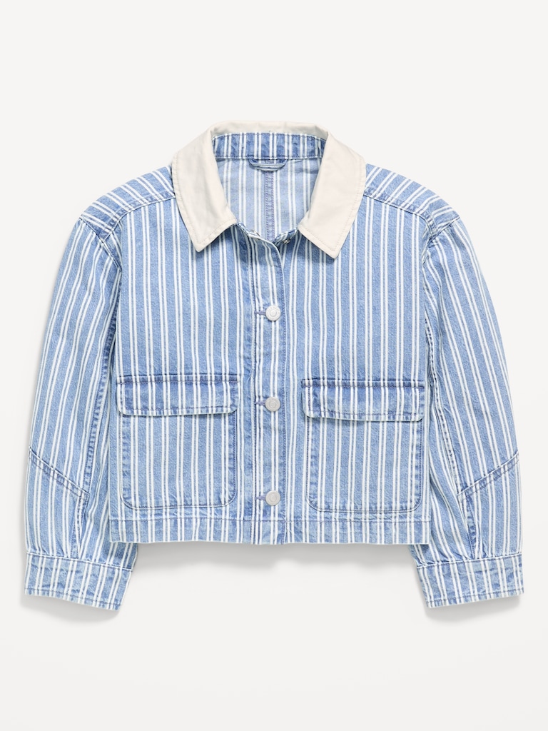 Cropped Utility Jean Barn Jacket for Girls