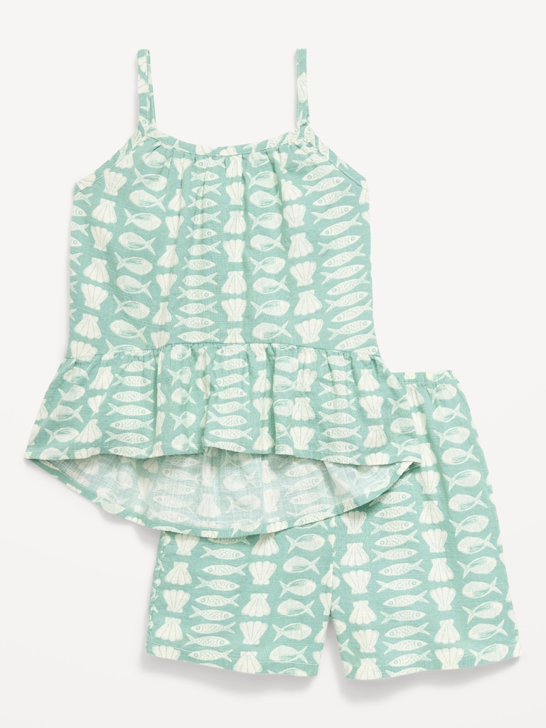 Printed Sleeveless Top and Shorts Set for Toddler Girls