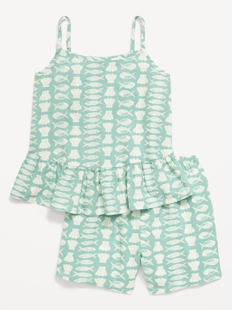Printed Sleeveless Top and Shorts Set for Toddler Girls
