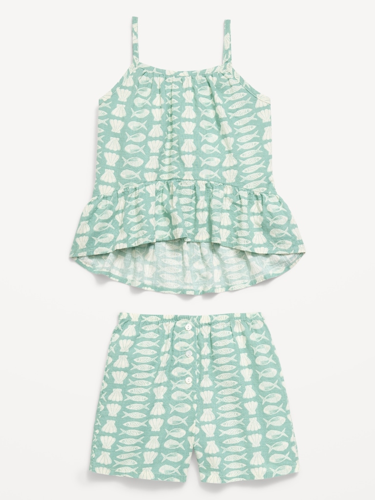 Printed Sleeveless Top and Shorts Set for Toddler Girls