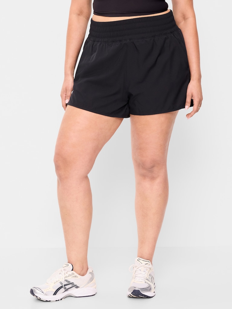 Extra High-Waisted Crinkle Run Shorts -- 3-inch inseam