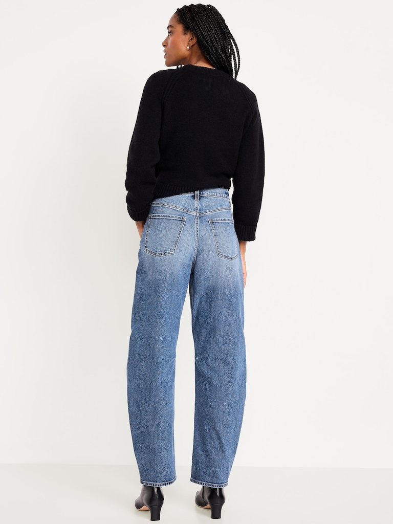 High-Waisted Barrel Full Length Jeans