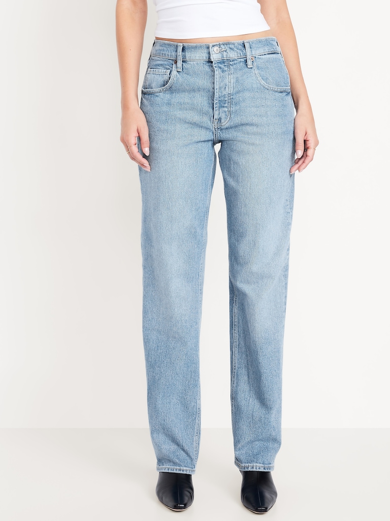 Mid-Rise Slouchy Straight Jeans