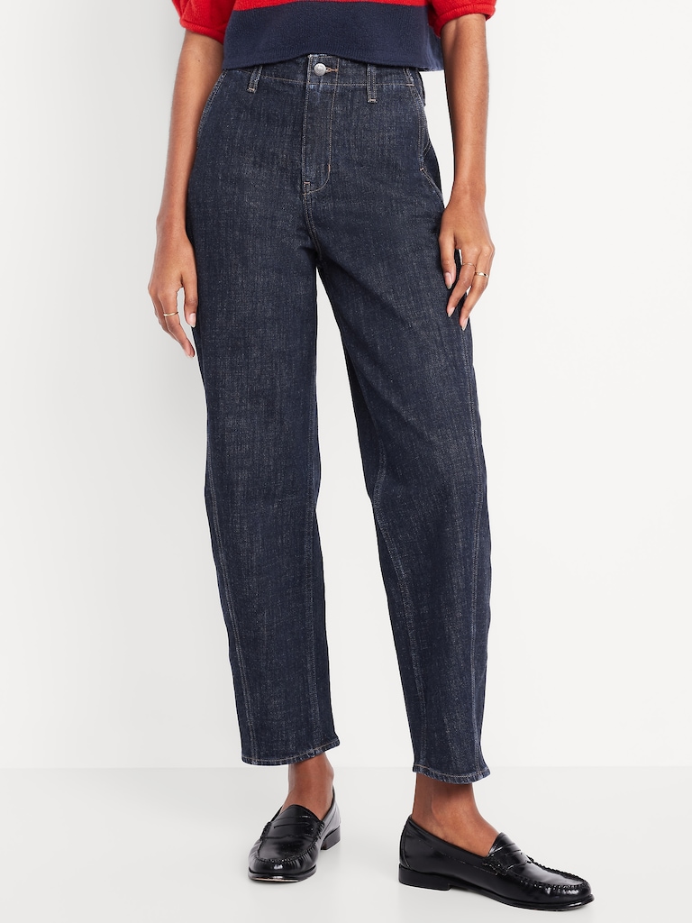 High-Waisted Barrel Ankle Jeans