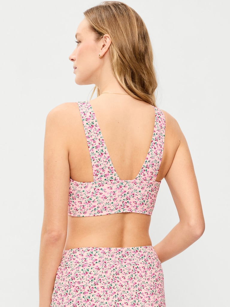 Pique Longline Bikini Swim Top