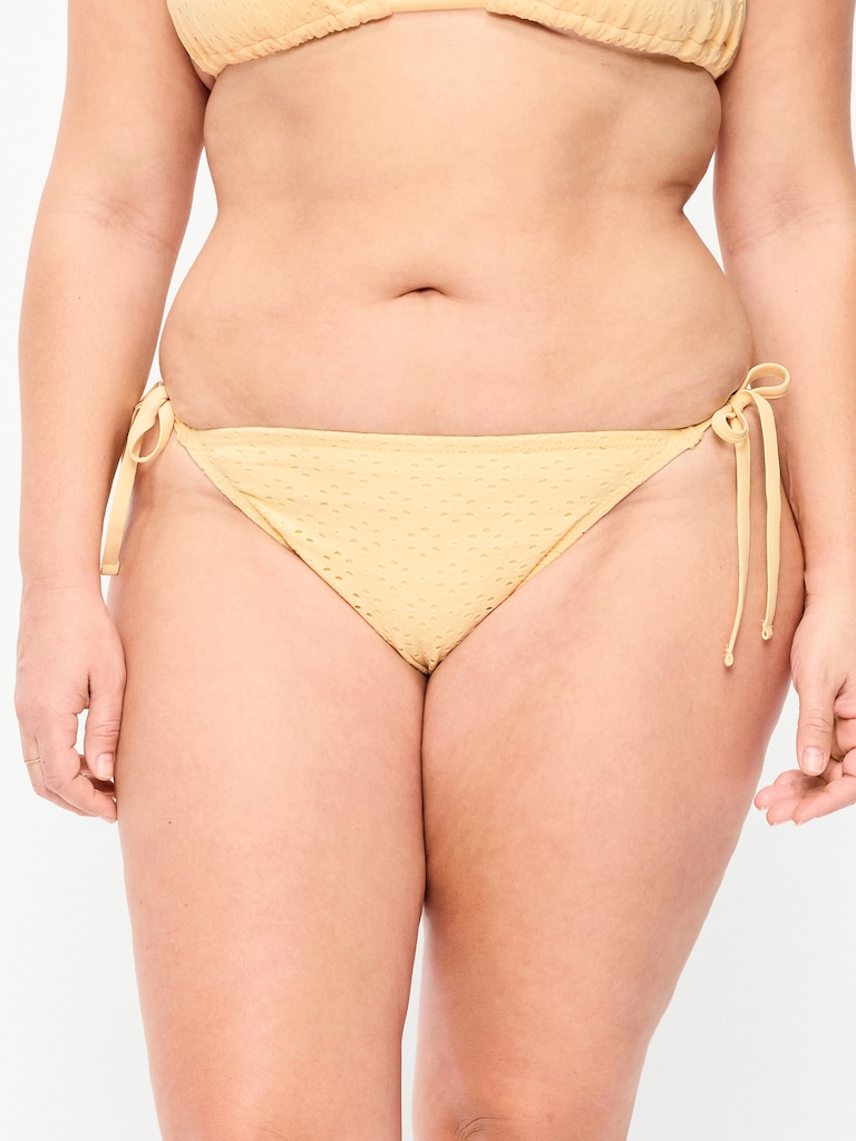 Eyelet String Bikini Swim Bottoms