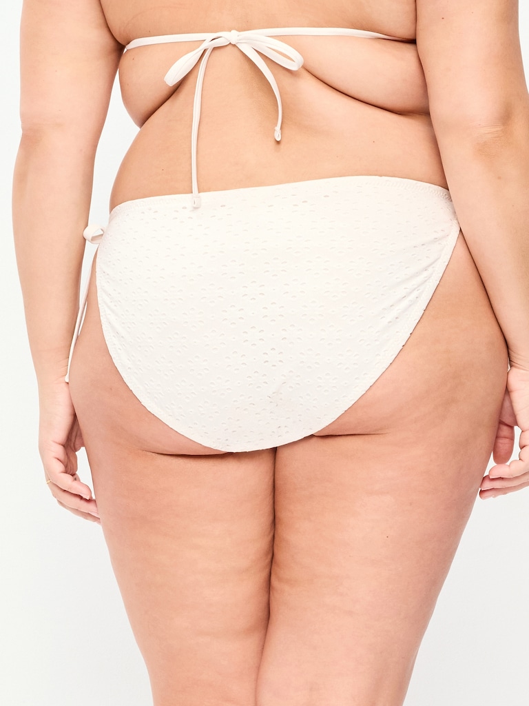 Eyelet String Bikini Swim Bottoms