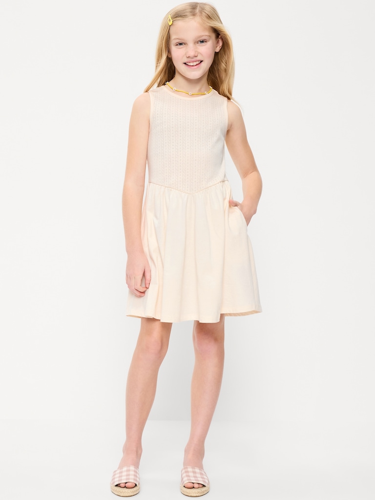 Sleeveless Fit and Flare Dress & Biker Shorts Set for Girls