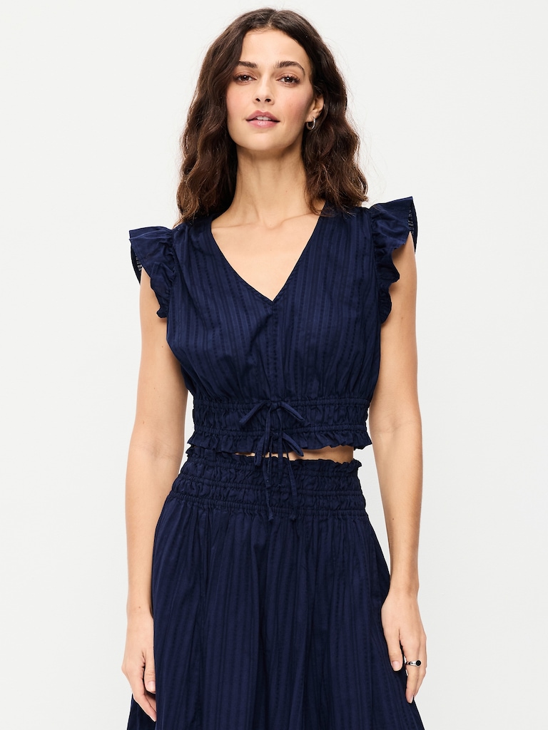 Flutter-Sleeve Crop Top