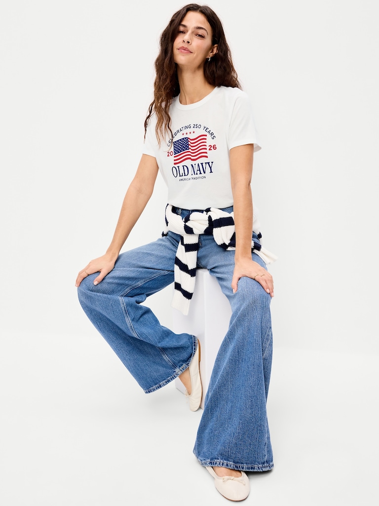 Crew-Neck Flag Graphic T-Shirt
