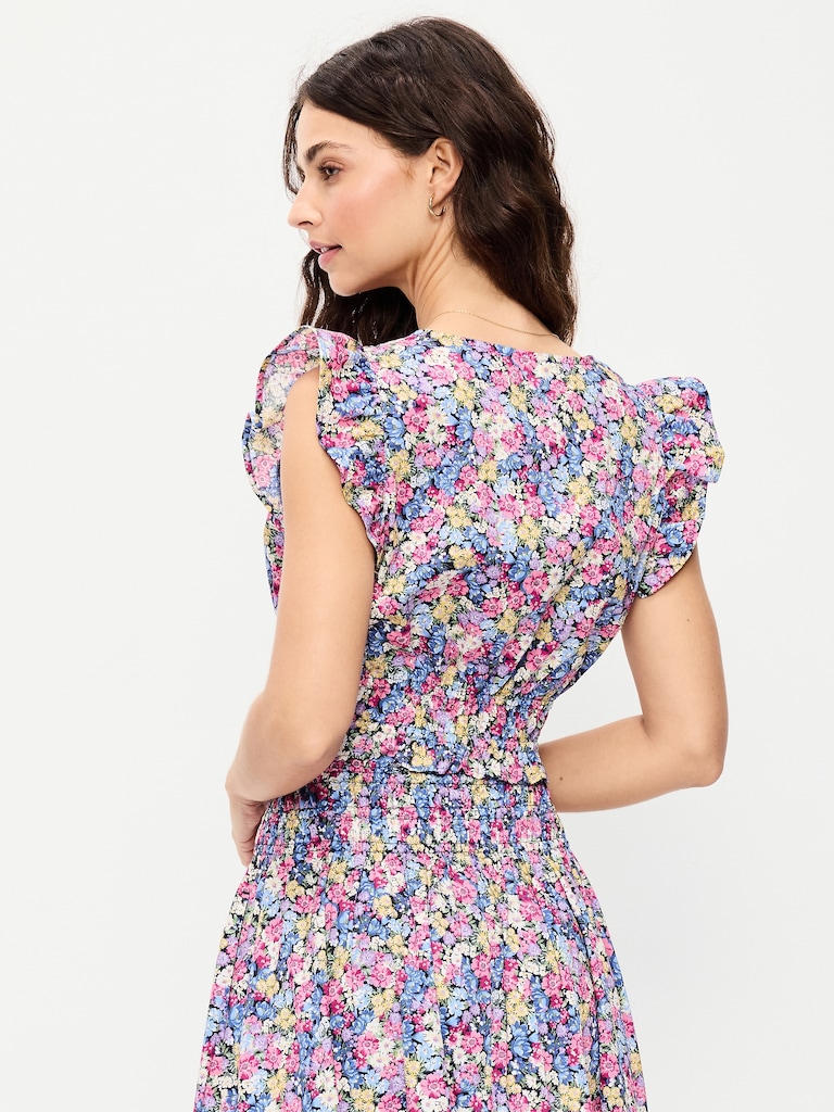 Flutter-Sleeve Poplin Top