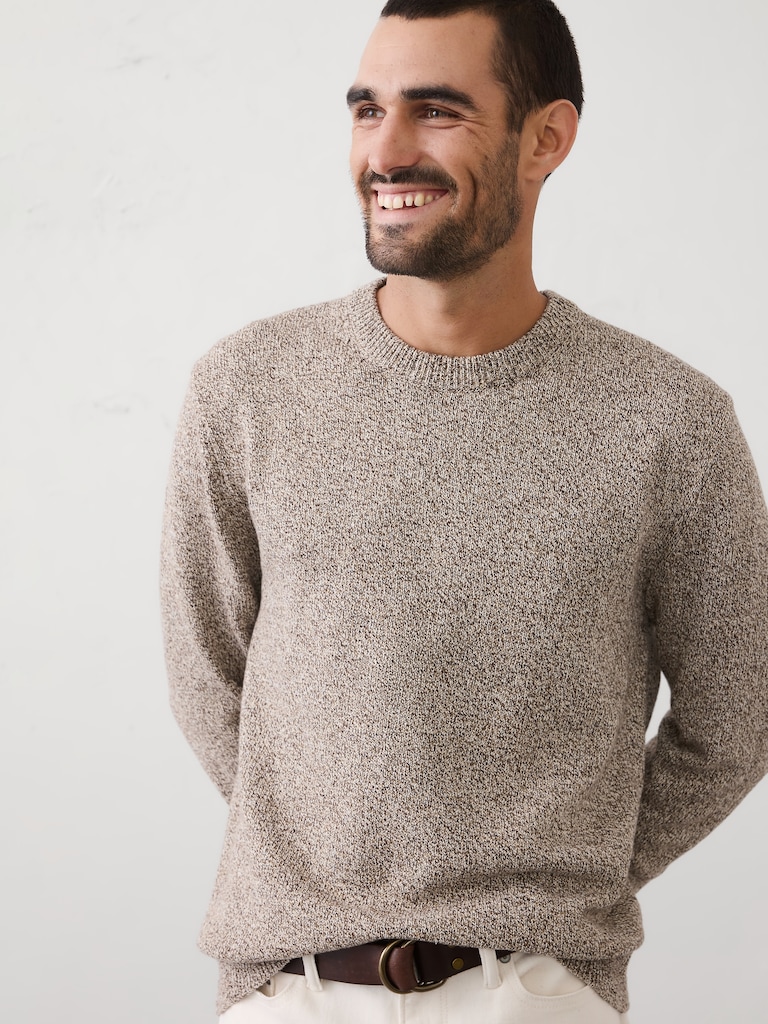 Marled Textured Crew-Neck Sweater