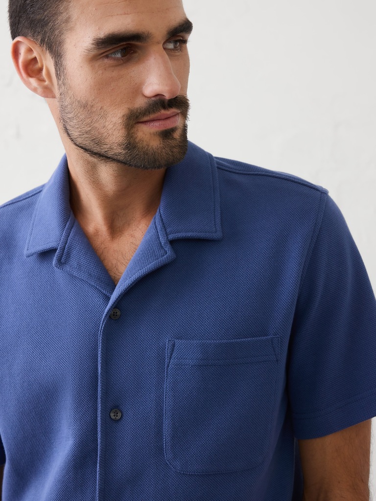 Standard-Fit Textured Resort Polo