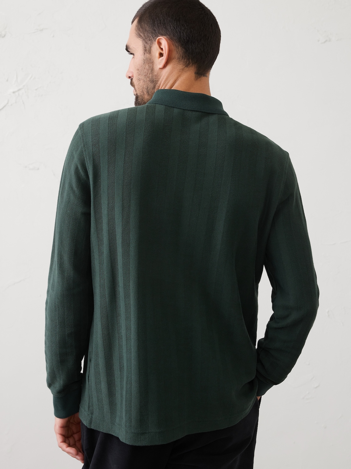 Standard-Fit Washed Herringbone Polo