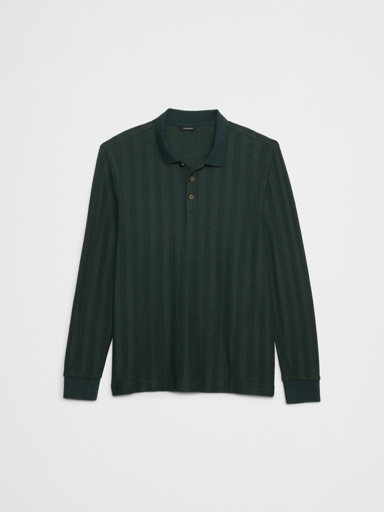 Standard-Fit Washed Herringbone Polo