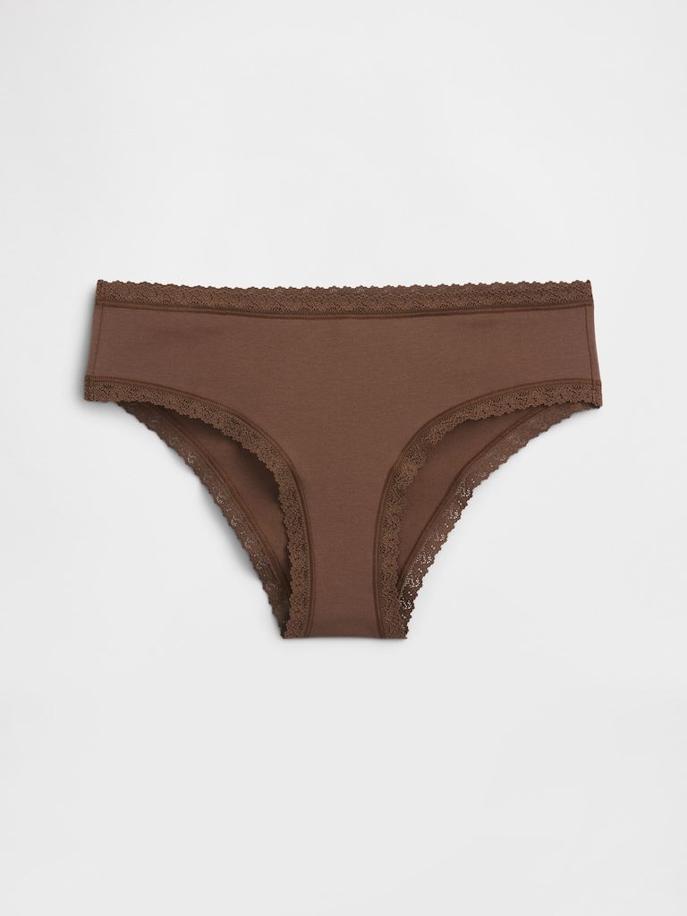 Organic Stretch Cotton Lace-Trim Hipster