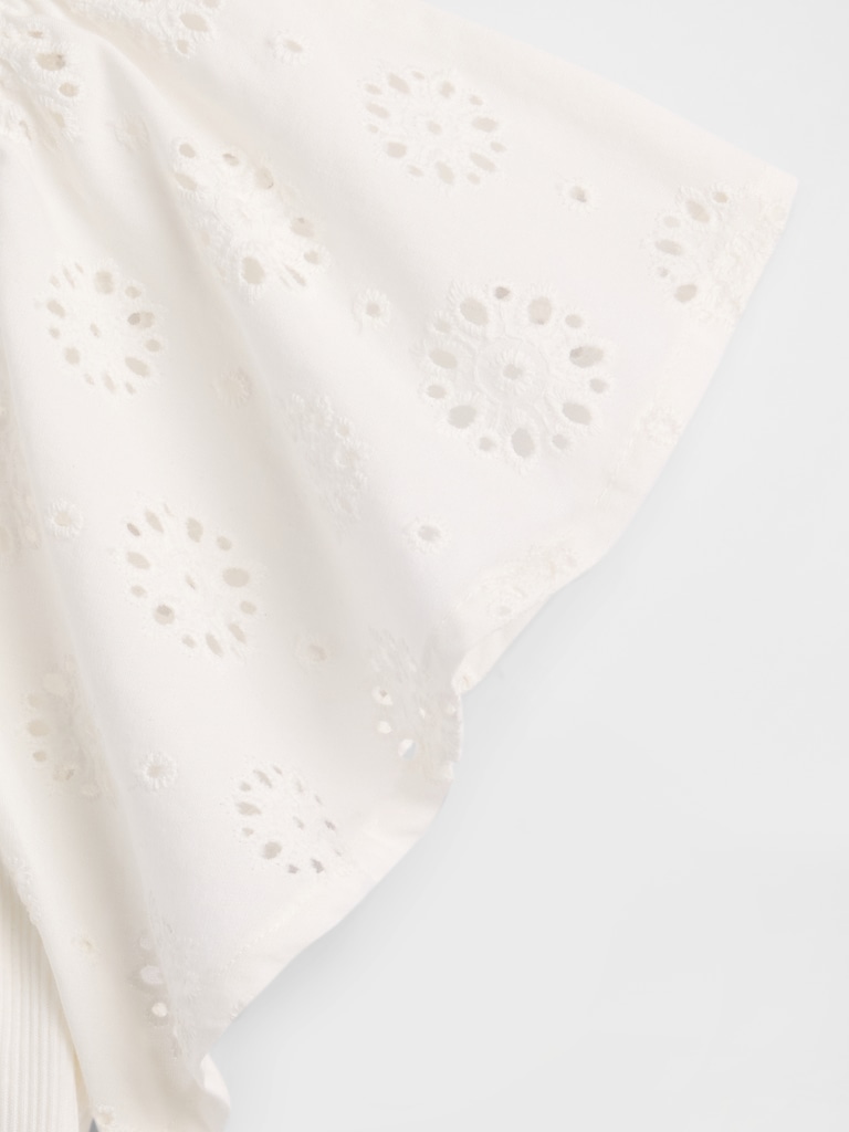 Kids Eyelet Flutter Sleeve T-Shirt