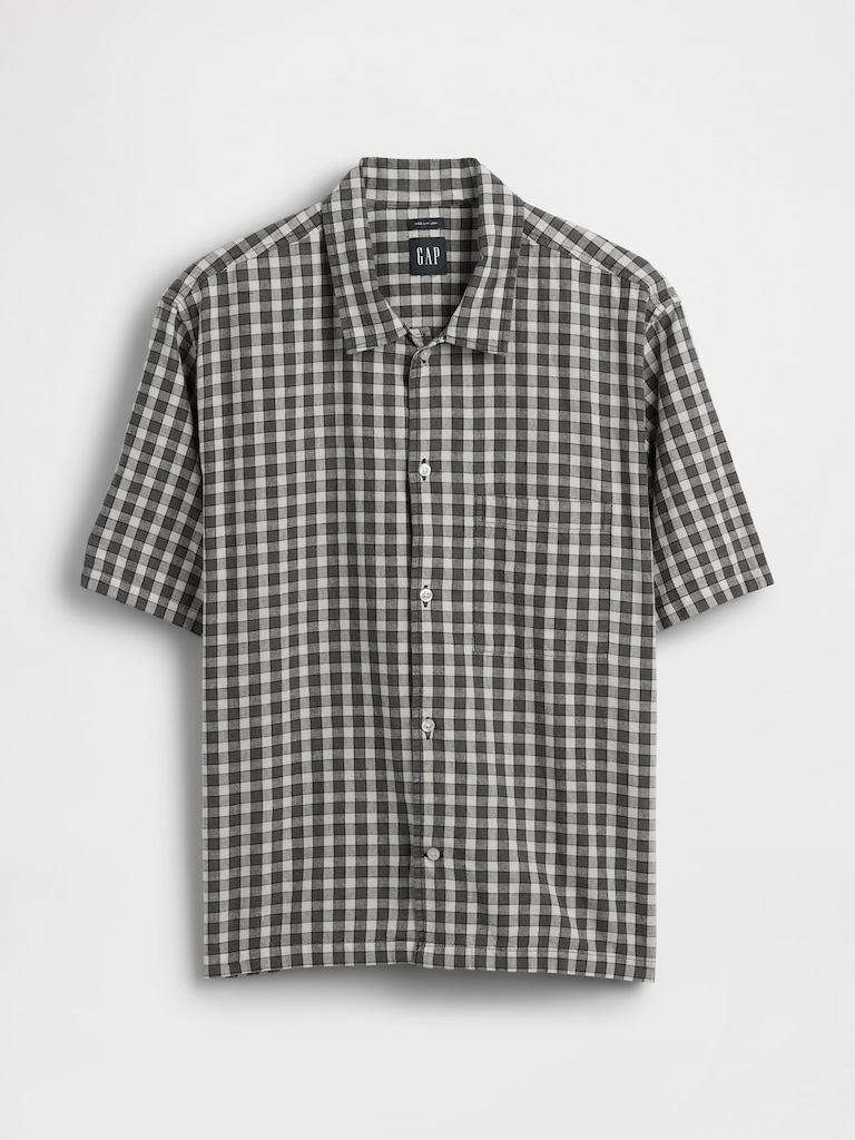 Linen-Cotton Relaxed Straight-Hem Shirt