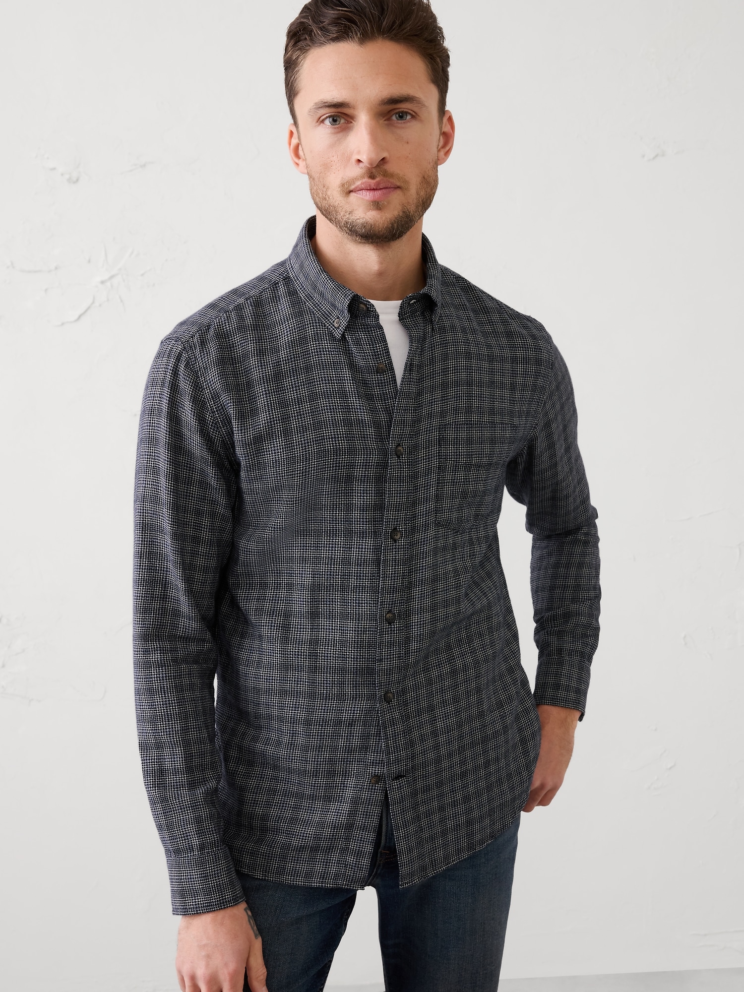 banana Republic Check Shirt ×2 Men's Blue Casual Shirts | Banana Republic Factory
