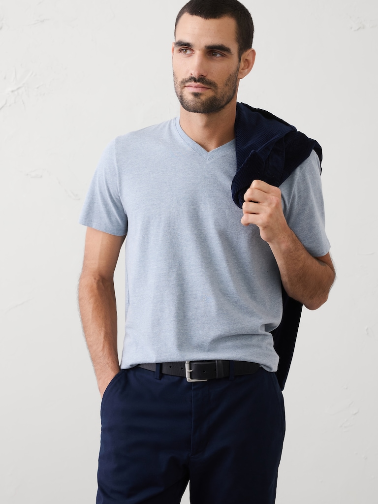 Standard-Fit Premium Wash V-Neck Shirt