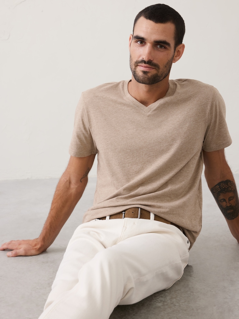 Standard-Fit Premium Wash V-Neck Shirt