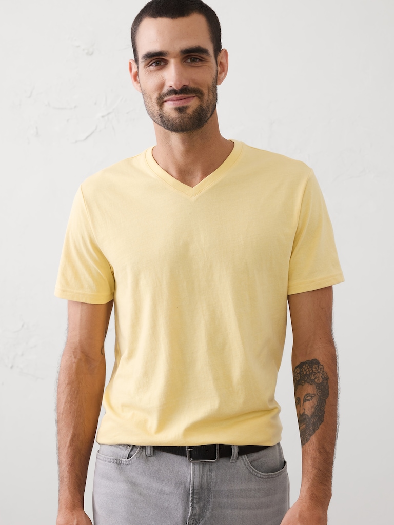 Standard-Fit Premium Wash V-Neck Shirt