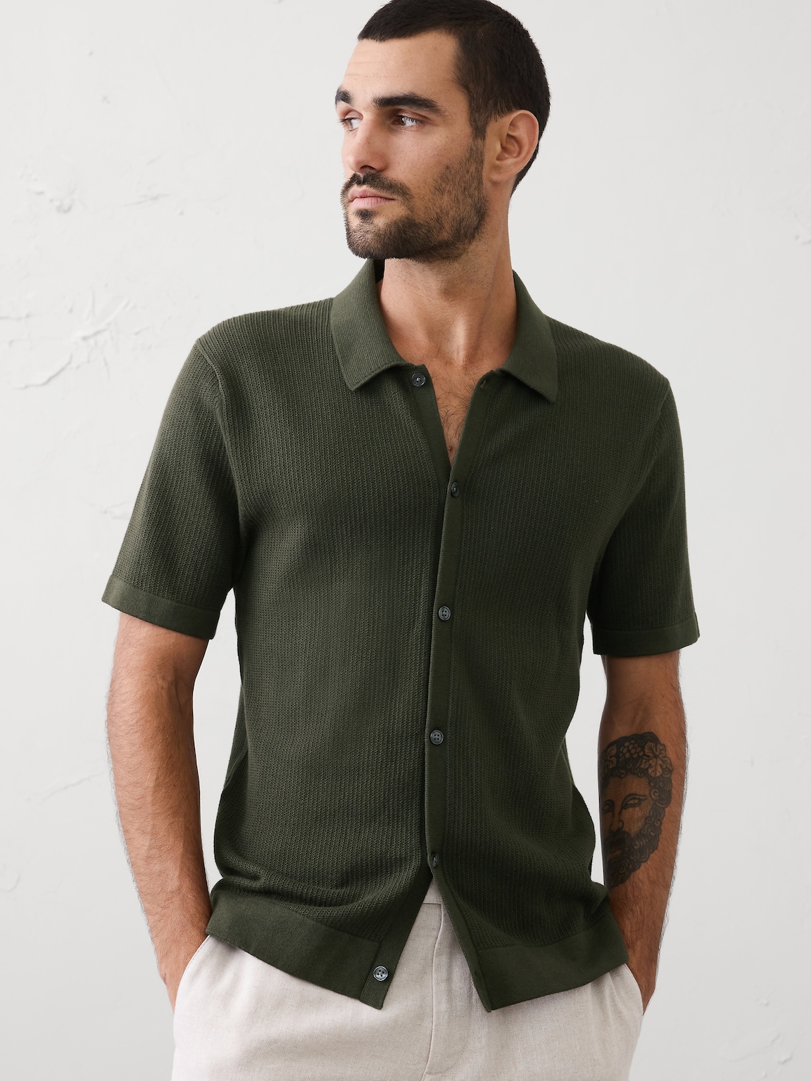 Button-Down Polo Sweater