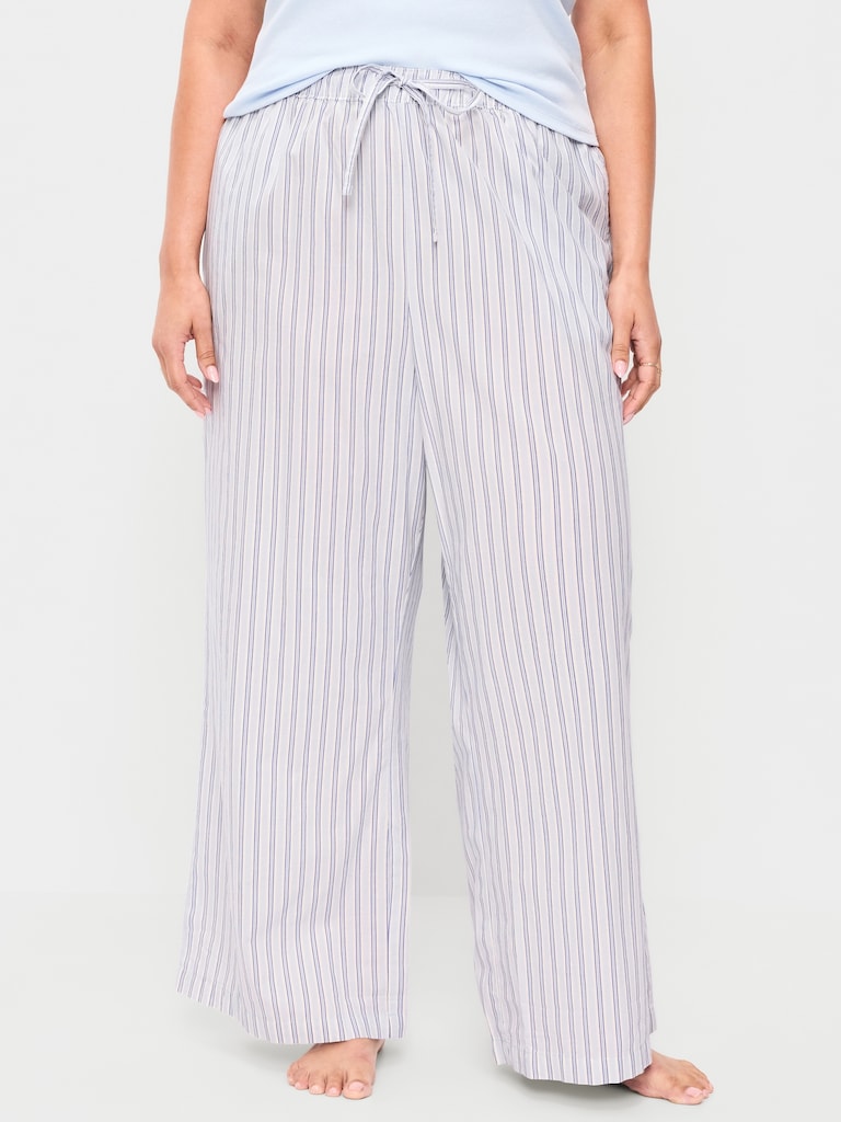 Poplin Wide-Leg Pajama Pants