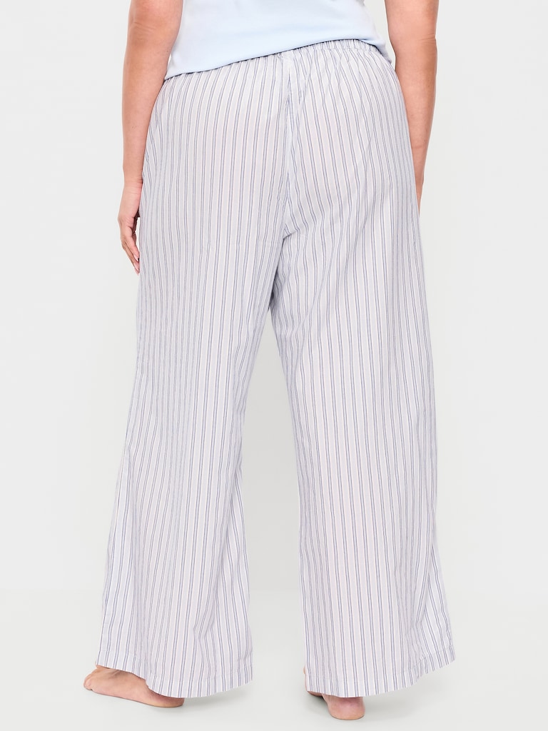 Poplin Wide-Leg Pajama Pants