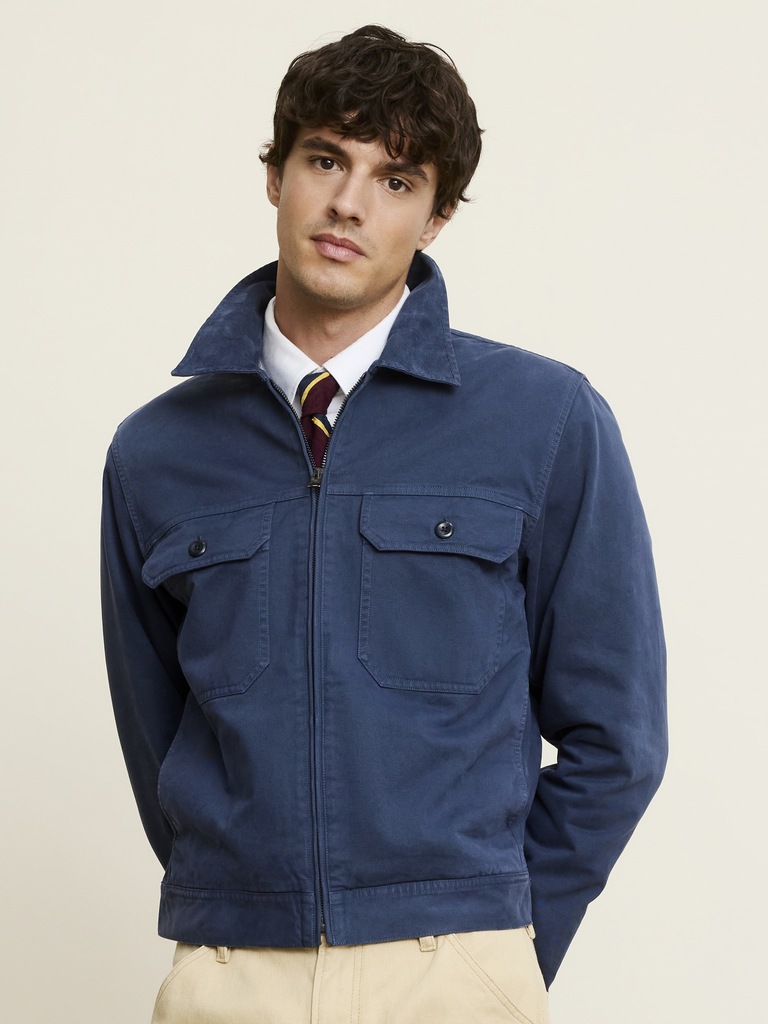 Cotton Twill Mechanic's Jacket with Corduroy Collar