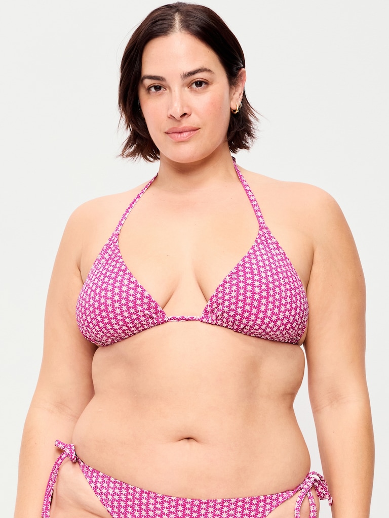 Pique Triangle String Bikini Swim Top