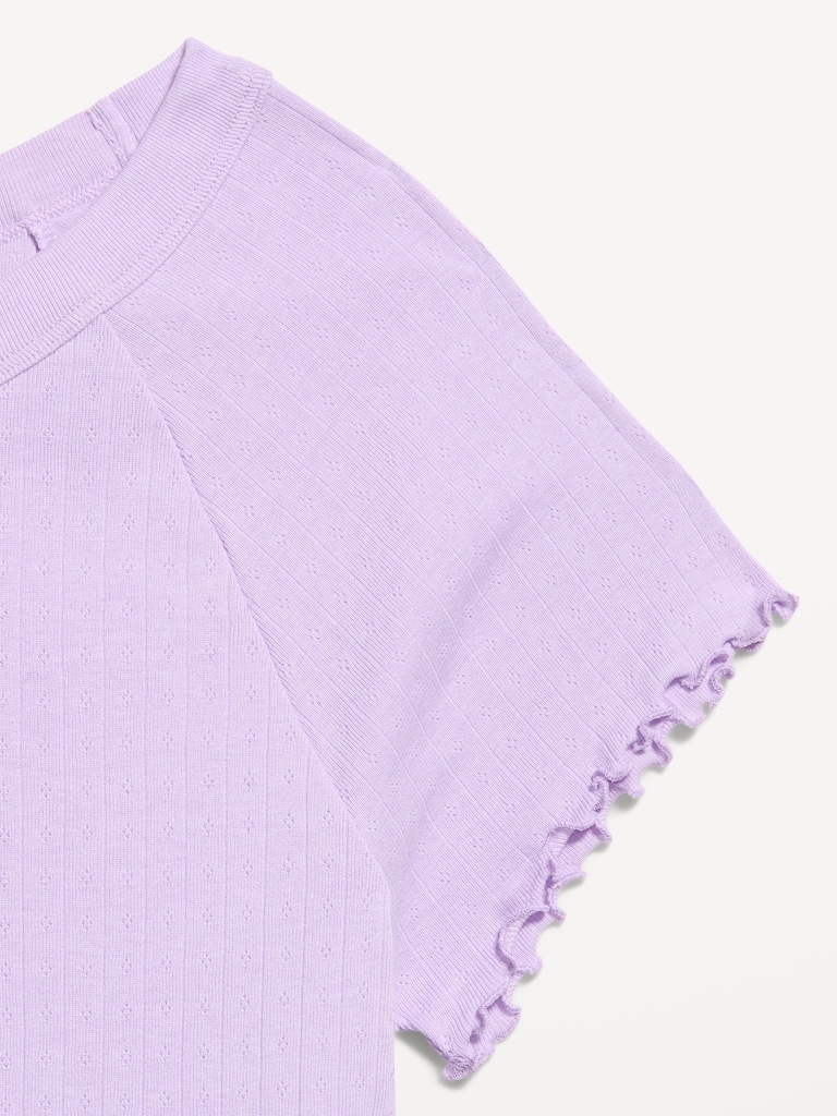 Short-Sleeve Pointelle Sleep Top